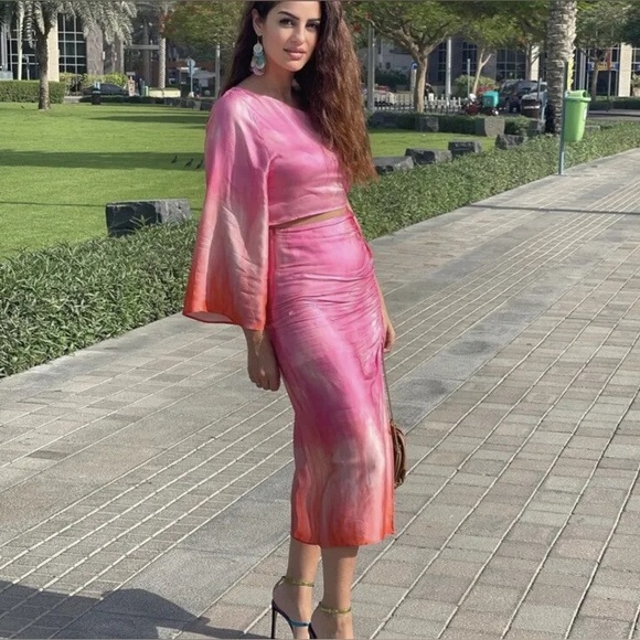 NWT Zara Pink midi Skirt M - Picture 7 of 7